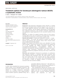 Treatment Options for Keratocyst Odontogenic Tumour (KCOT): a Systematic Review G