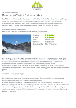 Matterhorn (4478 M) Mit Breithorn (4164 M)