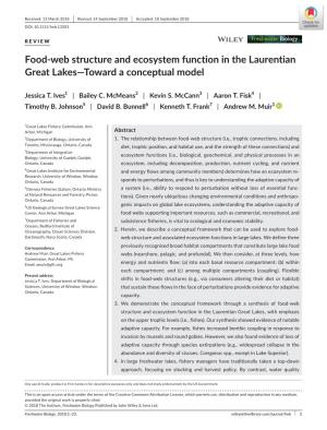Food‐Web Structure and Ecosystem Function in the Laurentian Great