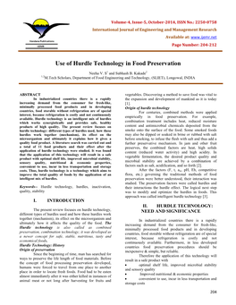 Use of Hurdle Technology in Food Preservation