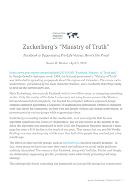 Zuckerberg's “Ministry of Truth”