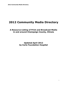 2012 Community Media Directory