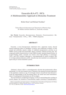 A Multitransmitter Approach to Dementia Treatment