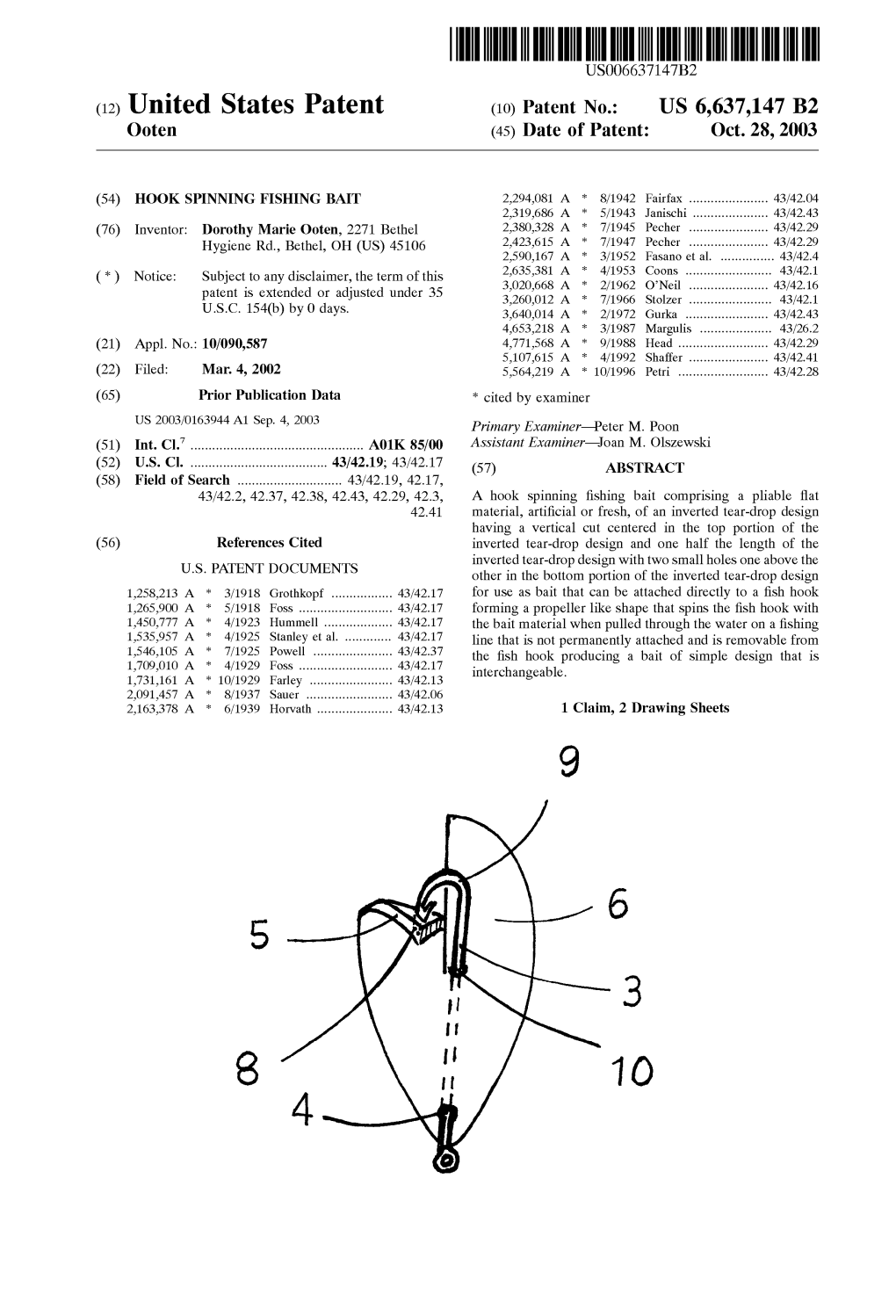 (12) United States Patent (10) Patent No.: US 6,637,147 B2 Ooten (45) Date of Patent: Oct