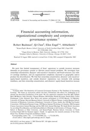 Financial Accounting Information, Organizational Complexity and Corporate Governance Systems$