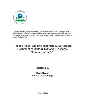 Deck Runoff NOD, Phase I Uniform National Discharge Standards For