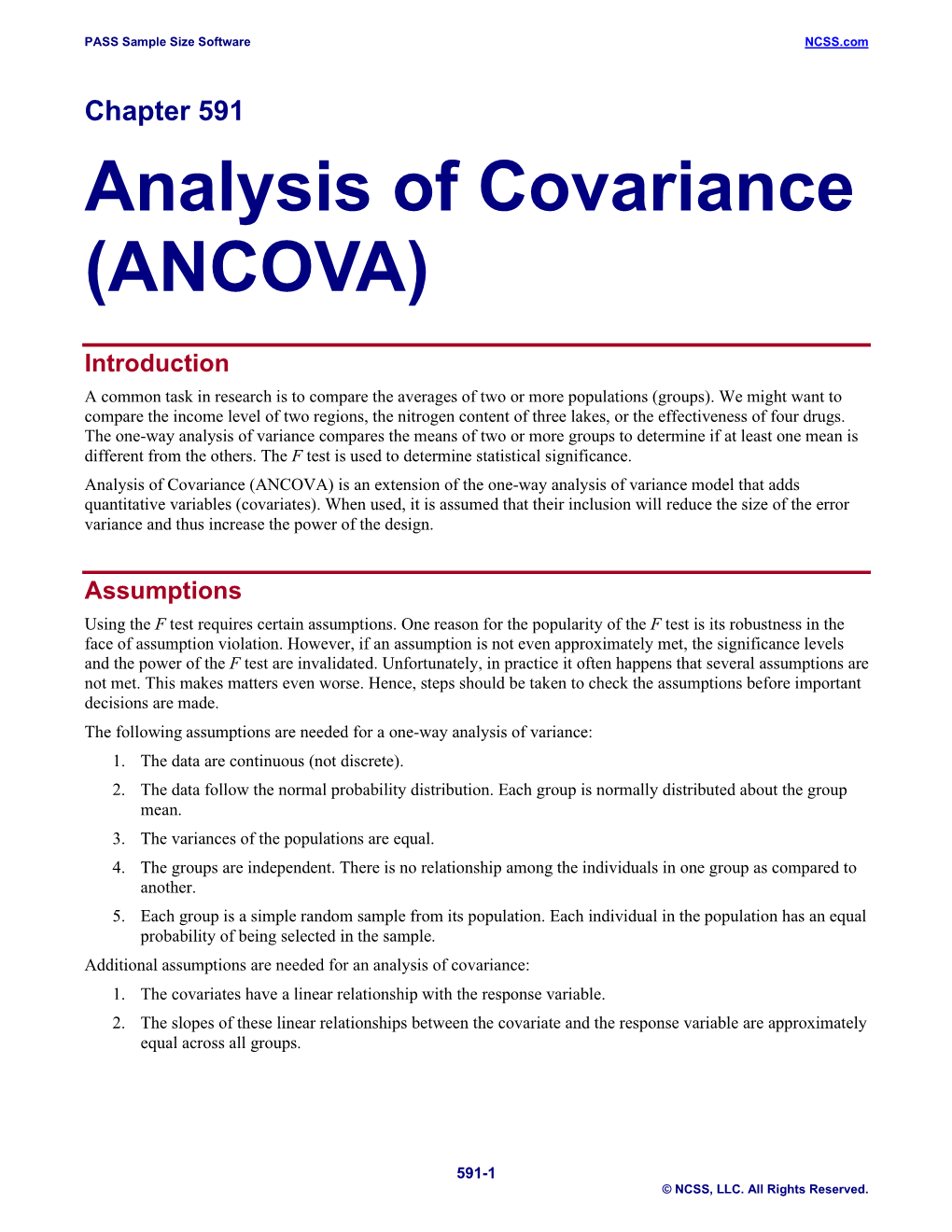 Analysis of Covariance (ANCOVA)