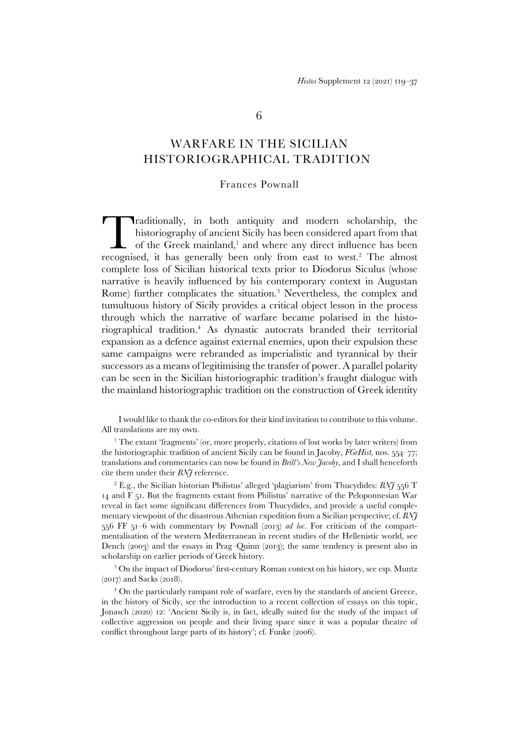 Warfare in the Sicilian Historiographical Tradition ∗