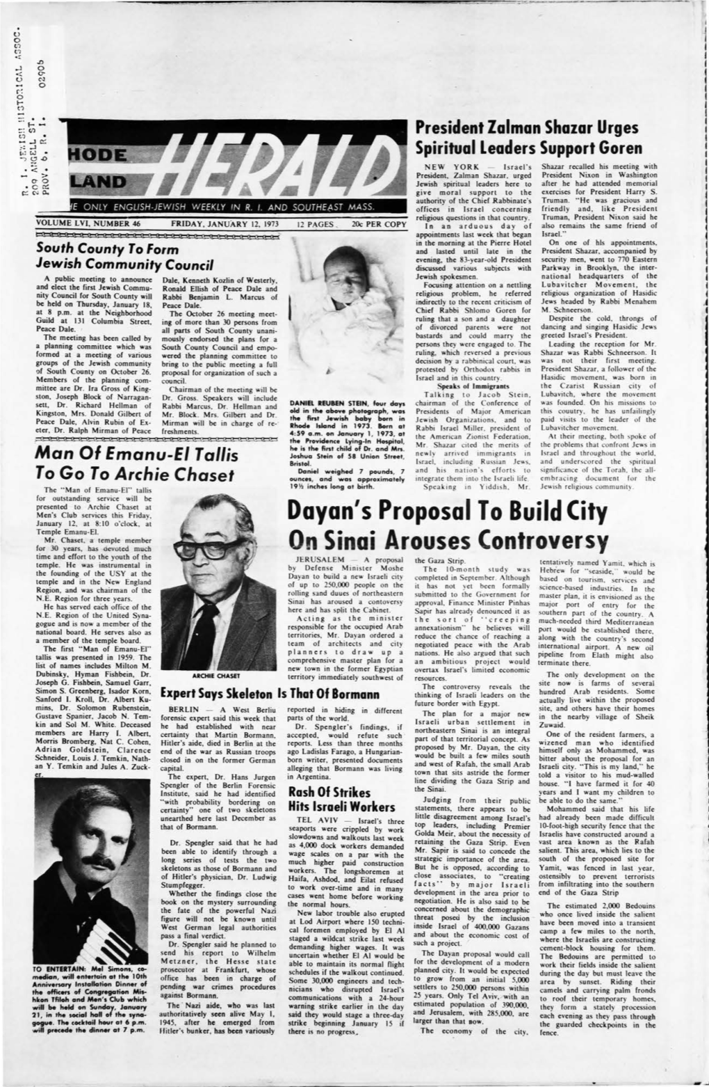 JANUARY 12, 1973 Would Vote for Lindsay As Mayor Staunchly Believe in Capital In­ •••••••••••• on the Liberal Party Linc