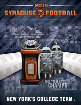 Ernie Davis Legends Field and Syracuse’S Nationally-Recognized Football, Basketball and Lacrosse Programs