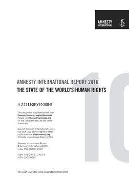 Amnesty International Report 2010: the State of the World's Human