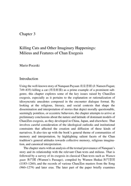 Killing Cats and Other Imaginary Happenings: Milieus and Features of Chan Exegesis