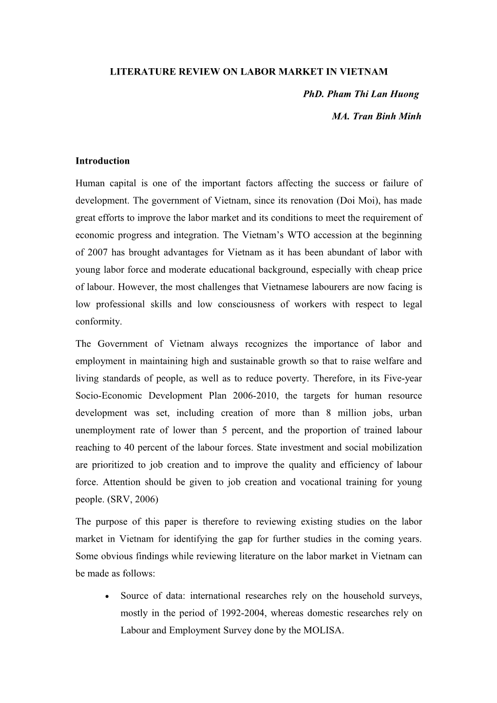 Product Market Integration and Household Labor Supply in a Poor Economy: Evidence from Vietnam