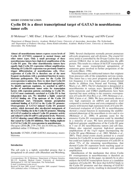 Cyclin D1 Is a Direct Transcriptional Target of GATA3 in Neuroblastoma Tumor Cells