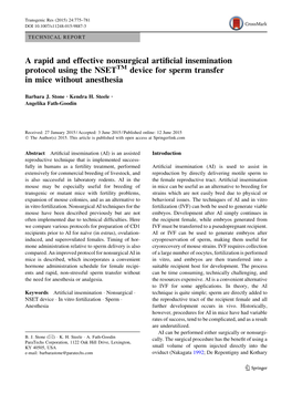 A Rapid and Effective Nonsurgical Artificial Insemination Protocol Using
