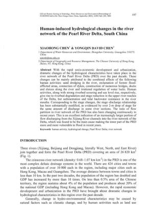 Human-Induced Hydrological Changes in the River Network of the Pearl River Delta, South China