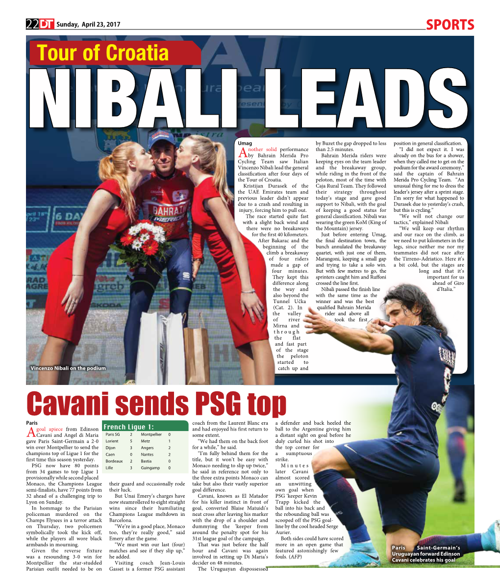 Cavani Sends PSG Top Nadal to F