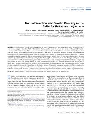 Natural Selection and Genetic Diversity in the Butterfly Heliconius