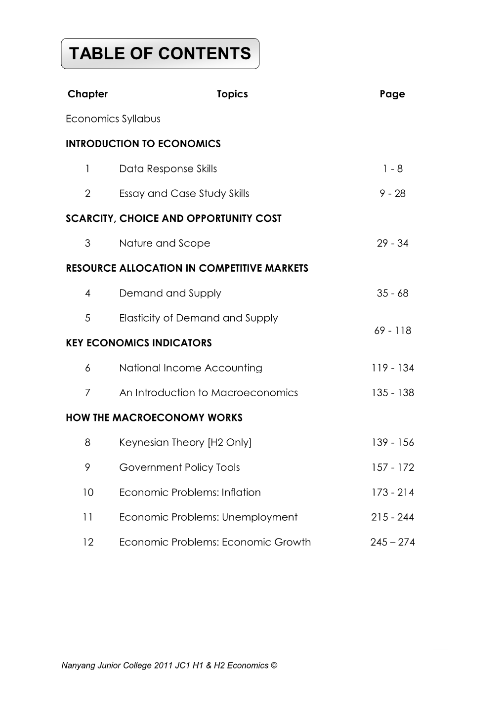 Table of Contents