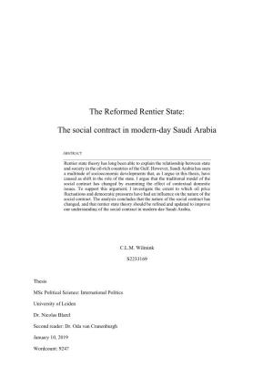 The Reformed Rentier State: the Social Contract in Modern-Day Saudi