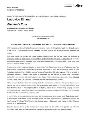 Ludovico Einaudi Elements Tour