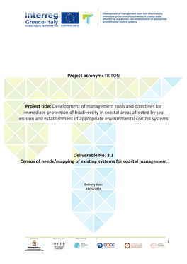 Deliverable No. 3.1 Census of Needs/Mapping of Existing Systems for Coastal Management