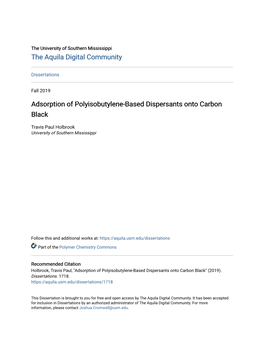 Adsorption of Polyisobutylene-Based Dispersants Onto Carbon Black