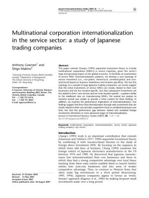 Multinational Corporation Internationalization in the Service Sector: a Study of Japanese Trading Companies