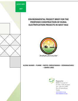 Environmental Project Brief for the Proposed Construction of Rural Electrification Projects in West Nile