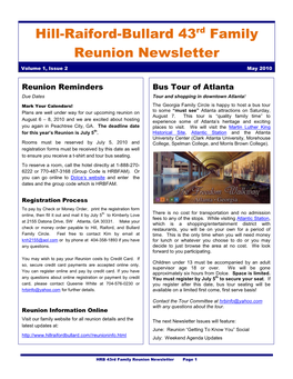 Hill-Raiford-Bullard 43Rd Family Reunion Newsletter