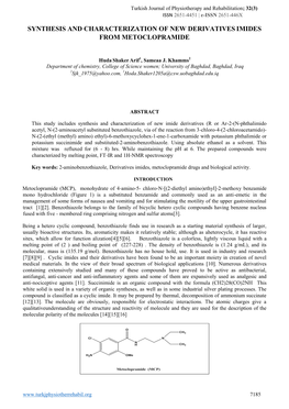 Synthesis and Characterization of New Derivatives Imides from Metoclopramide