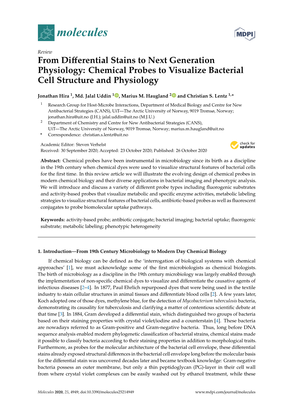 Chemical Probes to Visualize Bacterial Cell Structure and Physiology