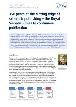The Royal Society Moves to Continuous Publication