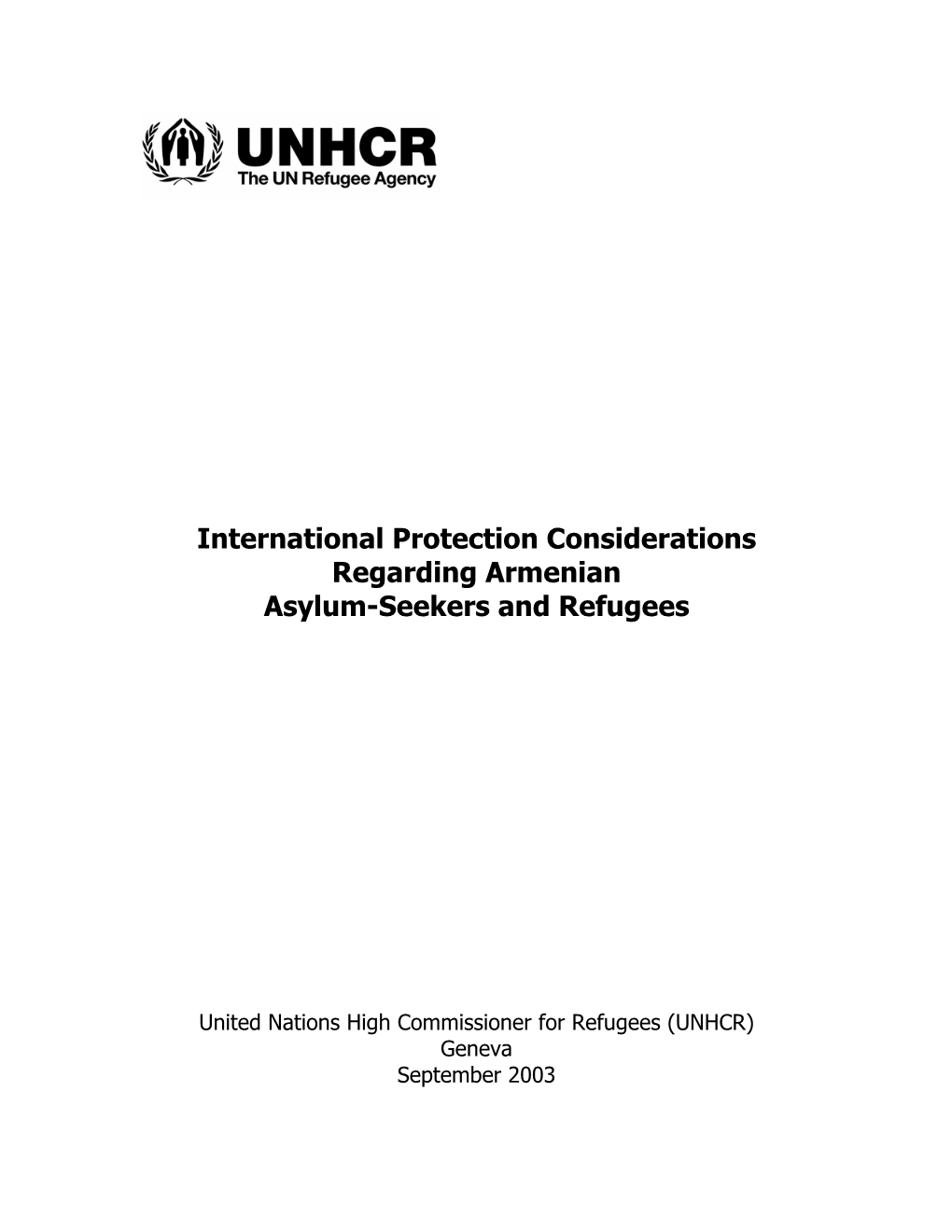 International Protection Considerations Regarding Armenian Asylum-Seekers and Refugees