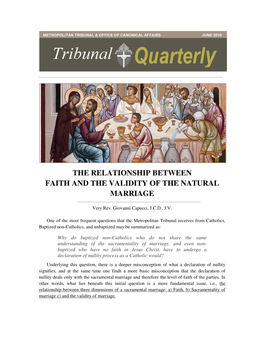 The Relationship Between Faith and the Validity of the Natural Marriage