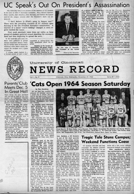 University of Cincinnati News Record. Wednesday, November 27, 1963