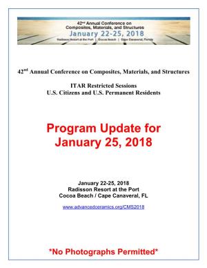 Program Update for January 25, 2018