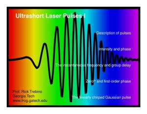 Ultrashort Laser Pulses I
