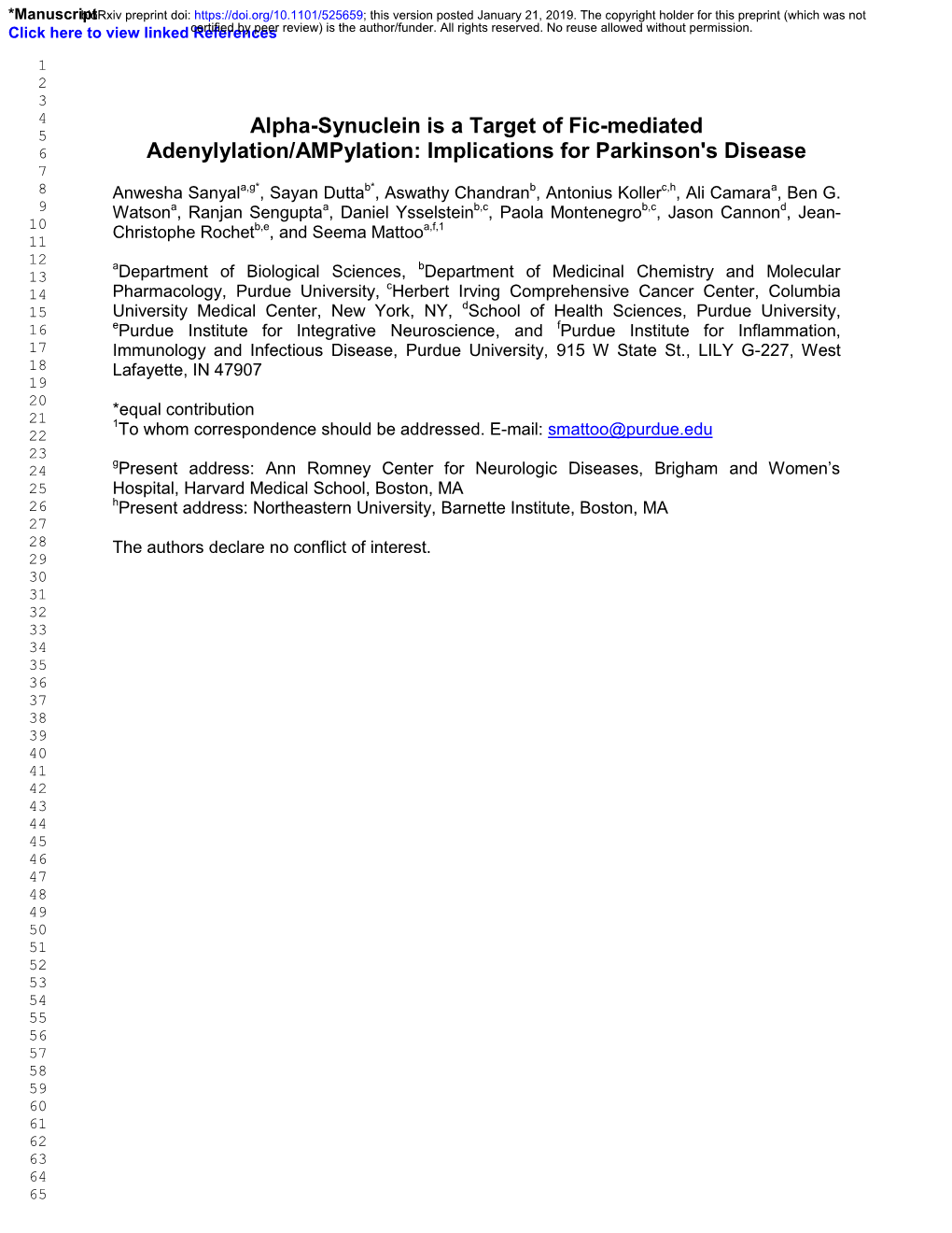 Alpha-Synuclein Is a Target of Fic-Mediated Adenylylation