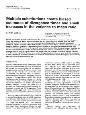 Multiple Substitutions Create Biased Estimates of Divergence Times and Small Increases in the Variance to Mean Ratio
