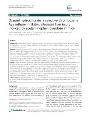 Ozagrel Hydrochloride, a Selective Thromboxane A2 Synthase Inhibitor