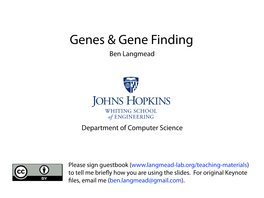Genes & Gene Finding
