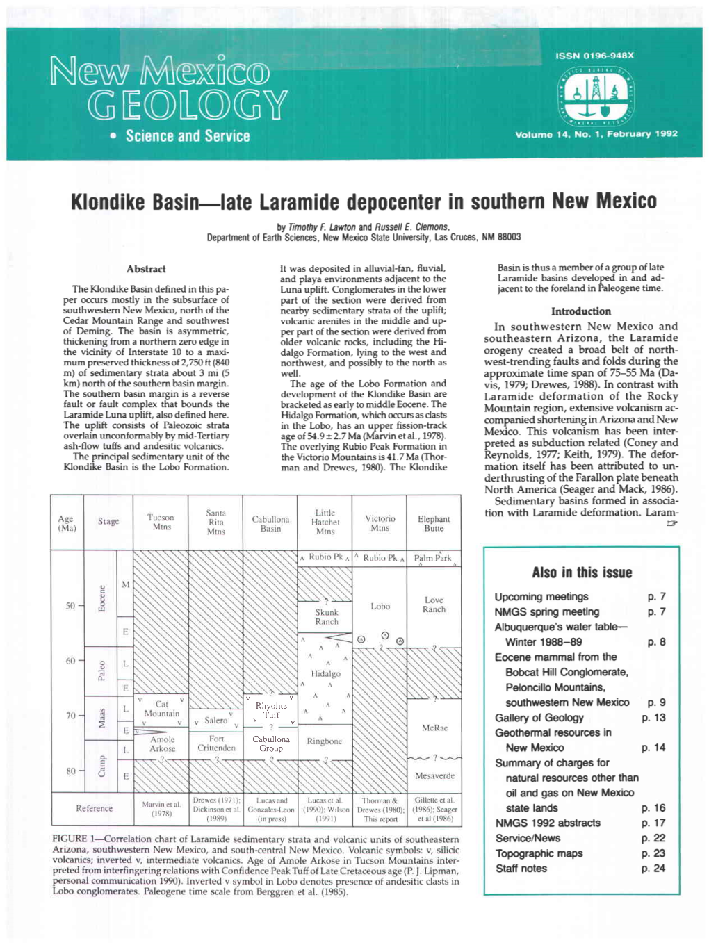 Klondike Basin--Late Laramide Depocenter in Southern New Mexico