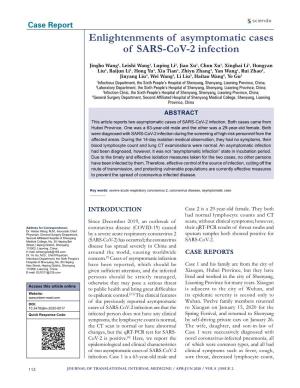 Enlightenments of Asymptomatic Cases of SARS-Cov-2 Infection