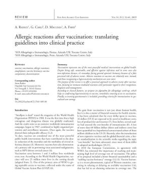 Allergic Reactions After Vaccination: Translating Guidelines Into Clinical Practice