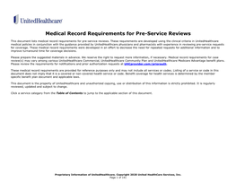 Medical Record Requirements for Pre-Service Reviews