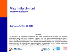 Max India Limited Investor Release
