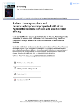 Sodium Trimetaphosphate and Hexametaphosphate Impregnated with Silver Nanoparticles: Characteristics and Antimicrobial Efficacy