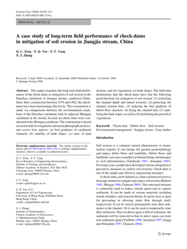 A Case Study of Long-Term Field Performance of Check-Dams In