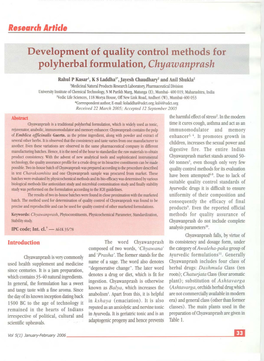Development of Quality Control Methods for Polyherbal Formulation, Chyawanprash